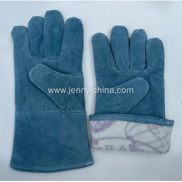 Grey Cow Split Leather Reinforced Palm 13" Cuff Welder Work Glove